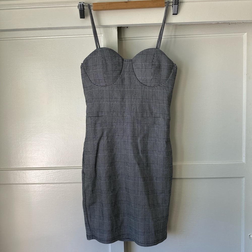 Gray Plaid Women's Dress